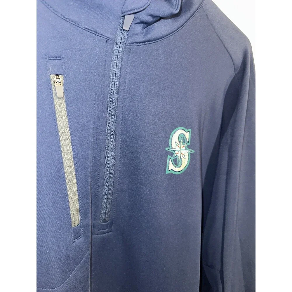 ANTIGUA Seattle Mariners MLB Blue Quarter Zip Pullover Jacket Size XLT